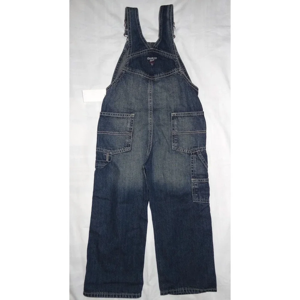 Boys OshKosh One-Piece Brooklyn overall conductor Bib Blue Jeans 18M - Picture 2 of 9
